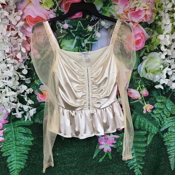 Rosette Ruffle Sheer Sleeve Top main image 0